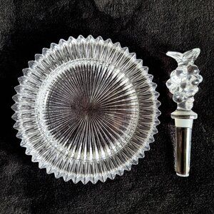 Mikasa Crystal Diamond Fire Wine Bottle Coaster and Stopper, Champagne Coaster